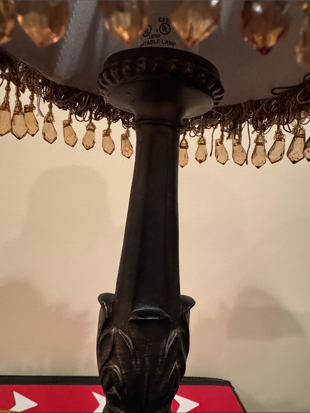 Vintage-Inspired Brown Table Lamp with Ornate Shade - Picture 4 of 6
